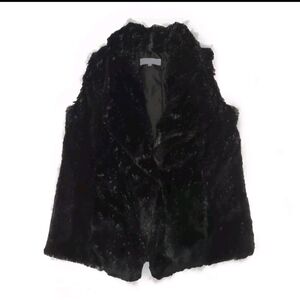 Wildflowers Faux Fur Vest Women Size S‎ Black Super Soft Pockets Scandi Layering